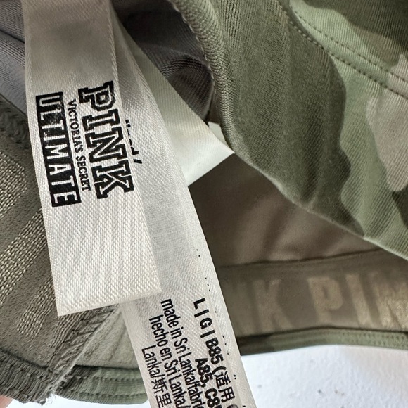 Victoria’s Secret PINK Army Green Sports Bra Size L - Picture 3 of 3
